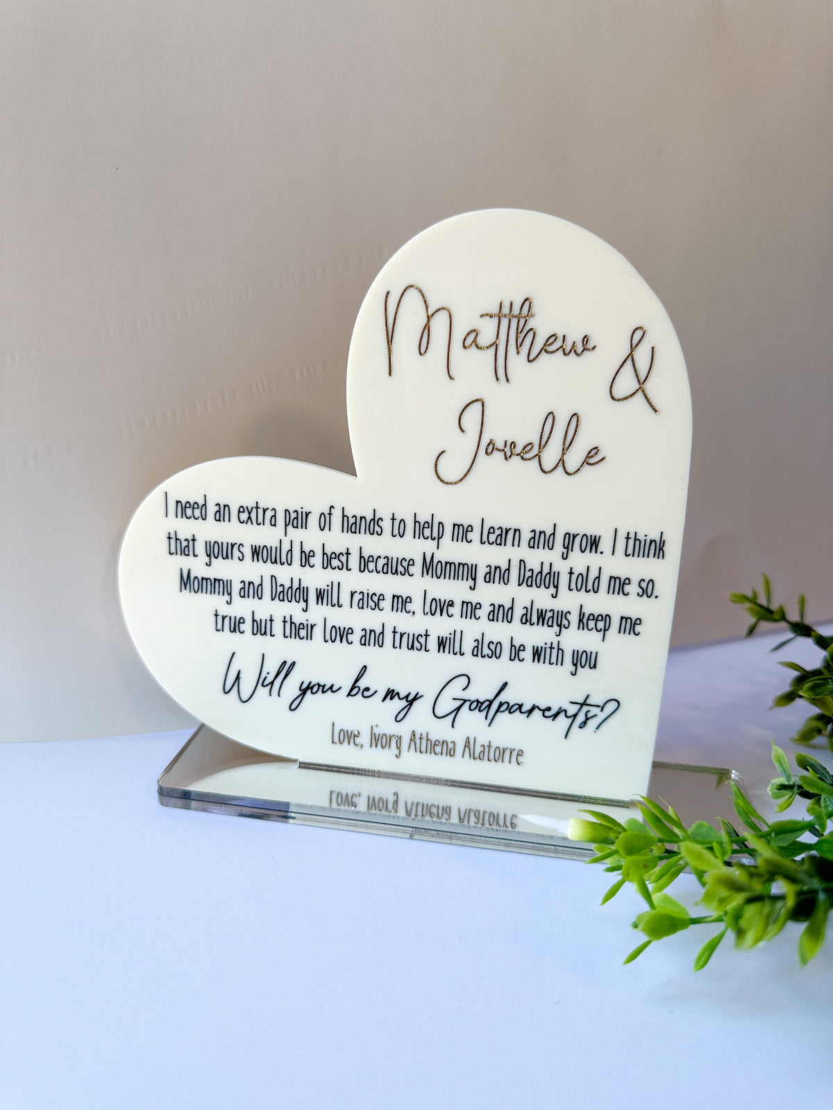 Personalized Godparent Proposal Acrylic Sign