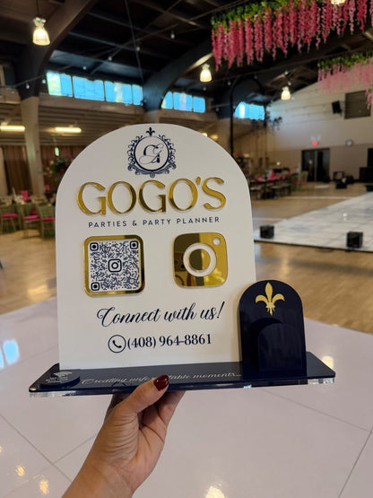 Custom QR Payment & Social Media Sign with Stand 10" × 12"