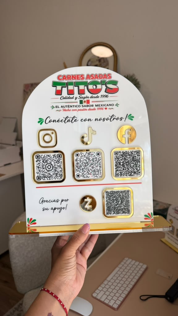 Custom QR Payment & Social Media Sign with Stand 10" × 12"