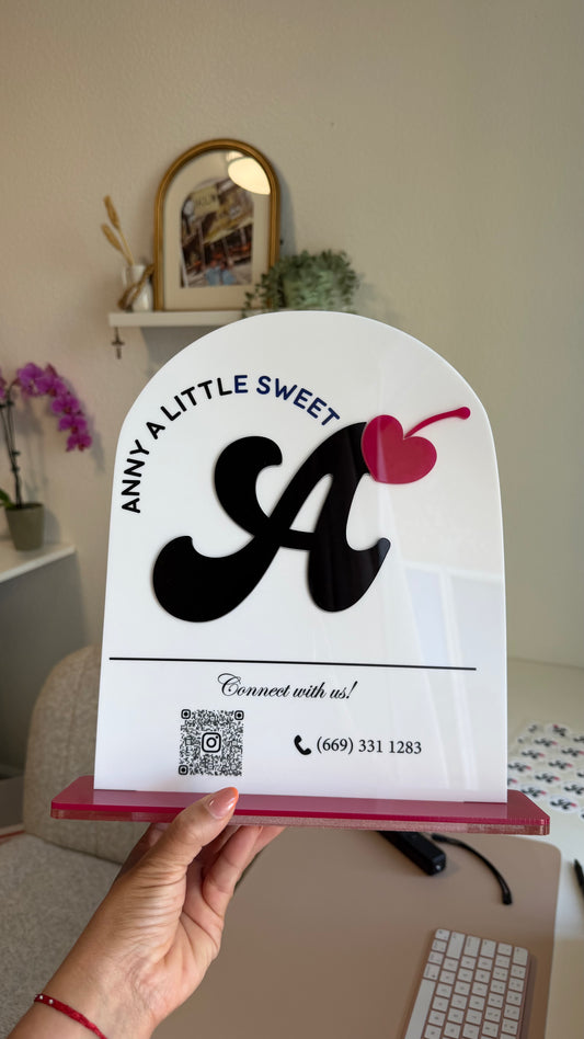 Custom QR Payment & Social Media Sign with Stand 10" × 12"