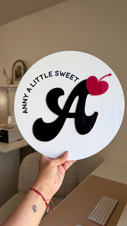 Custom Round Acrylic Logo Sign UVprinted + 3D acrylic