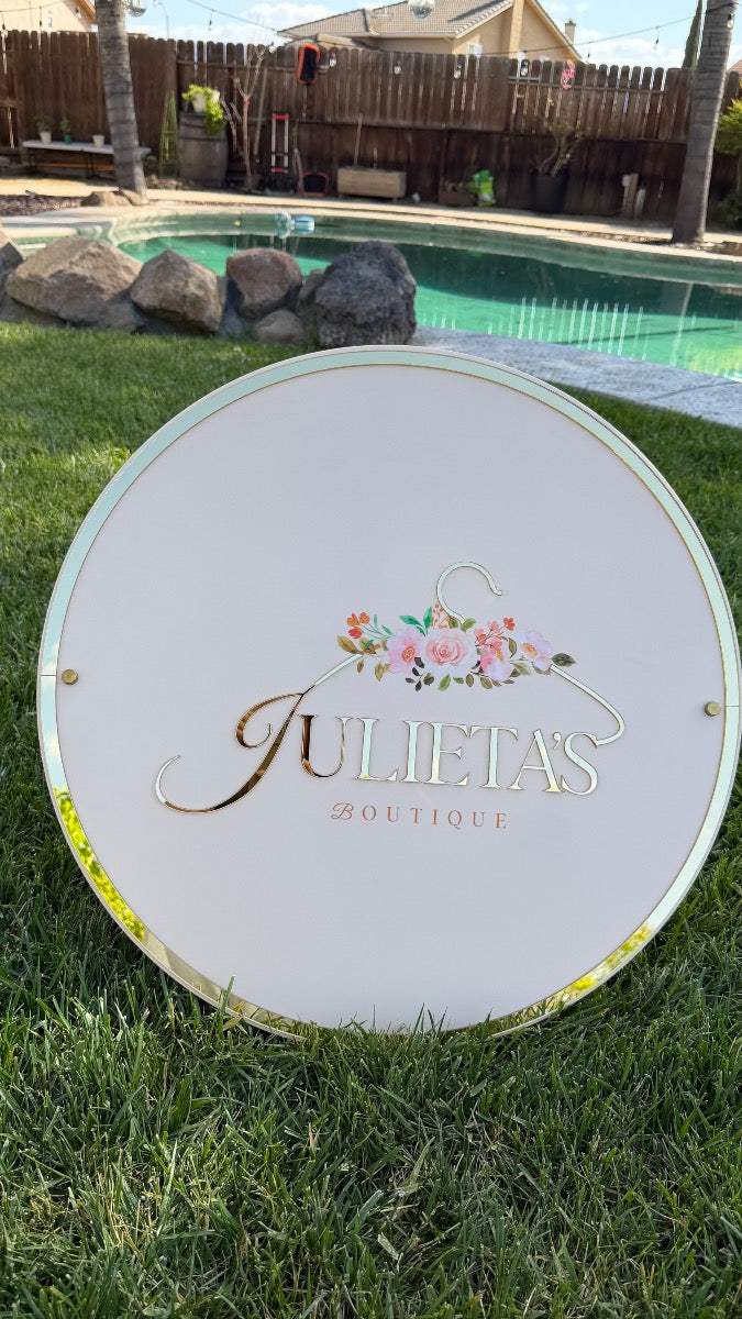 Custom Round Acrylic Logo Sign UVprinted + 3D acrylic