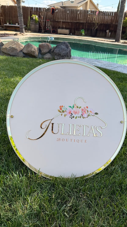 Custom Round Acrylic Logo Sign UVprinted + 3D acrylic