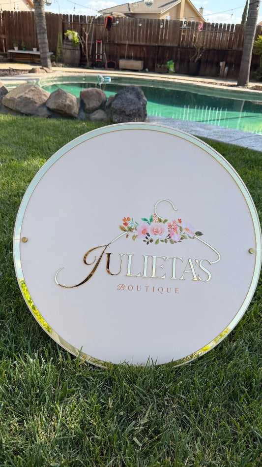 Custom Round Acrylic Logo Sign UVprinted + 3D acrylic