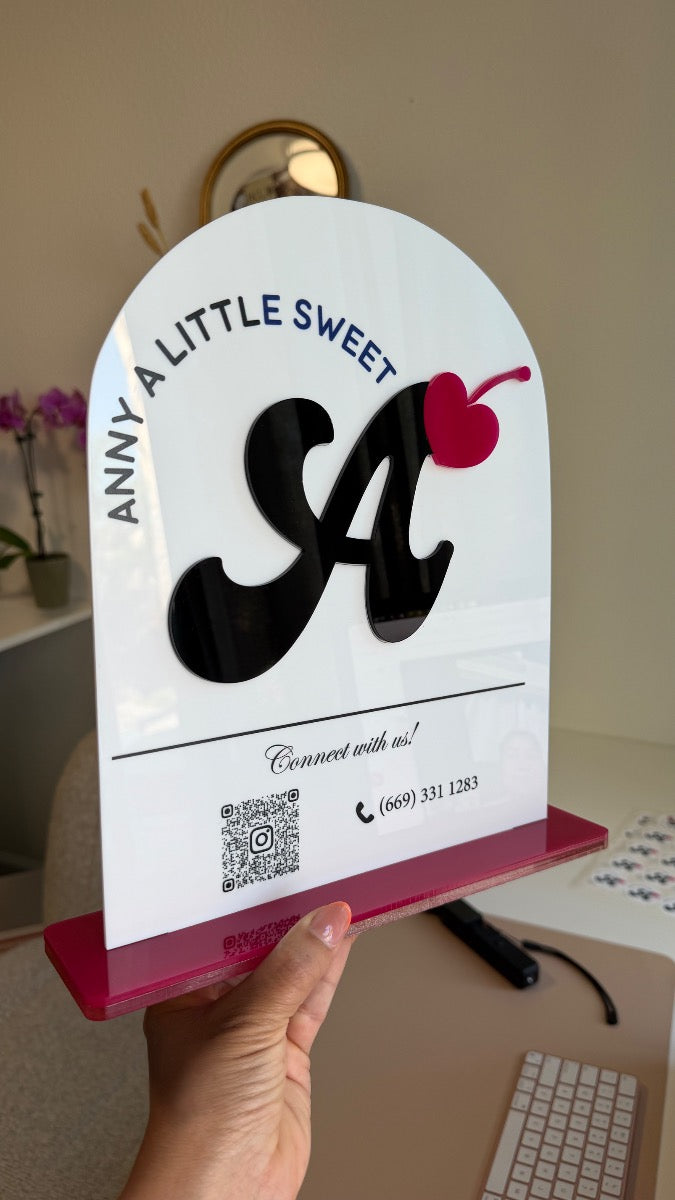 Custom QR Payment & Social Media Sign with Stand 10" × 12"