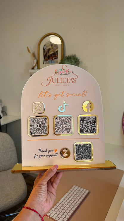 Custom QR Payment & Social Media Sign with Stand 10" × 12"